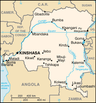Mappa Repubblica Democratica del Congo