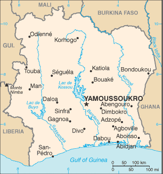 Mappa Costa d'Avorio