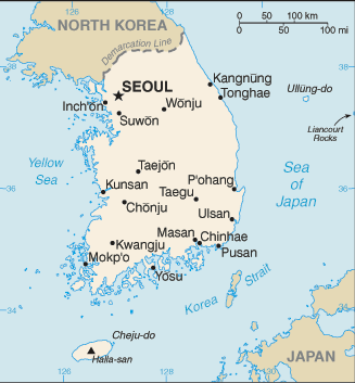 Mappa Corea del Sud