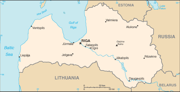 Mappa Lettonia