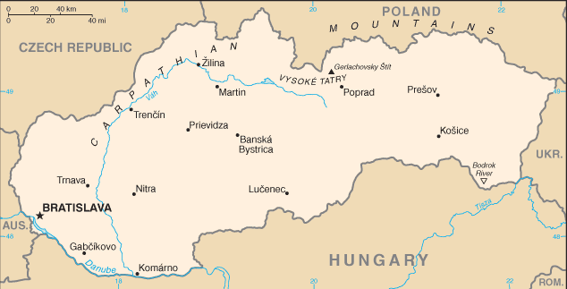 Mappa Slovacchia