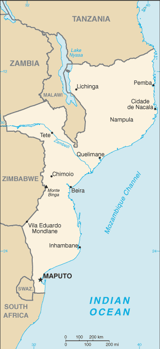Mappa Mozambico