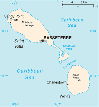 Mappa Saint Kitts and Nevis