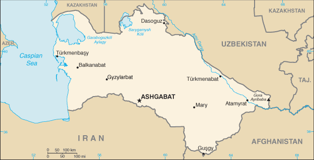 Mappa Turkmenistan