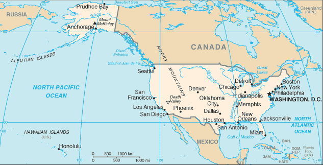 Mappa Stati Uniti Courtesy from CIA World Factbook