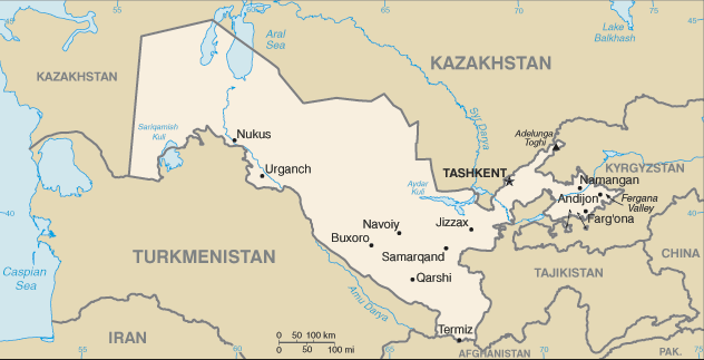 Mappa Uzbekistan